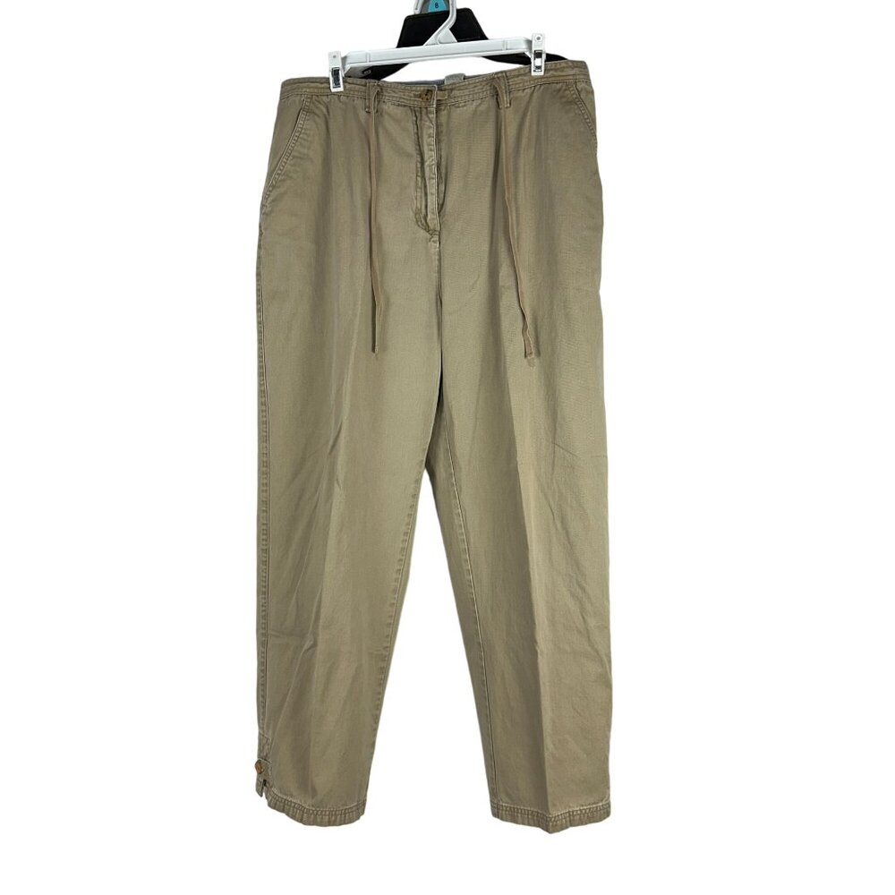 Christopher Banks Casual Khaki Pants Women Size 16 Drawstrings Relaxed Fit